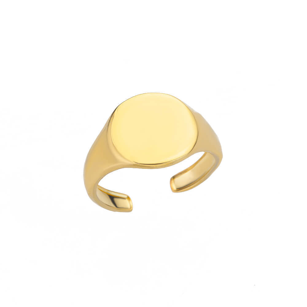 Anillos abiertos chapados en oro de 18 quilates de acero inoxidable 304 con forma de corazón, estilo geométrico redondo, joyería al por mayor