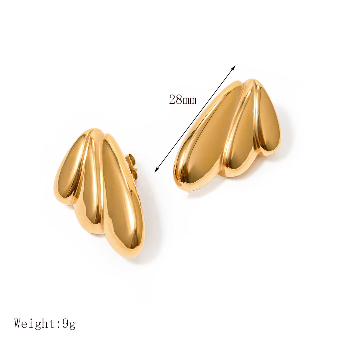 1 par de pendientes de aro con diseño de alas de viaje retro de acero inoxidable 304 chapados en oro de 18 quilates 