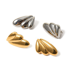 1 par de pendientes de aro con diseño de alas de viaje retro de acero inoxidable 304 chapados en oro de 18 quilates 
