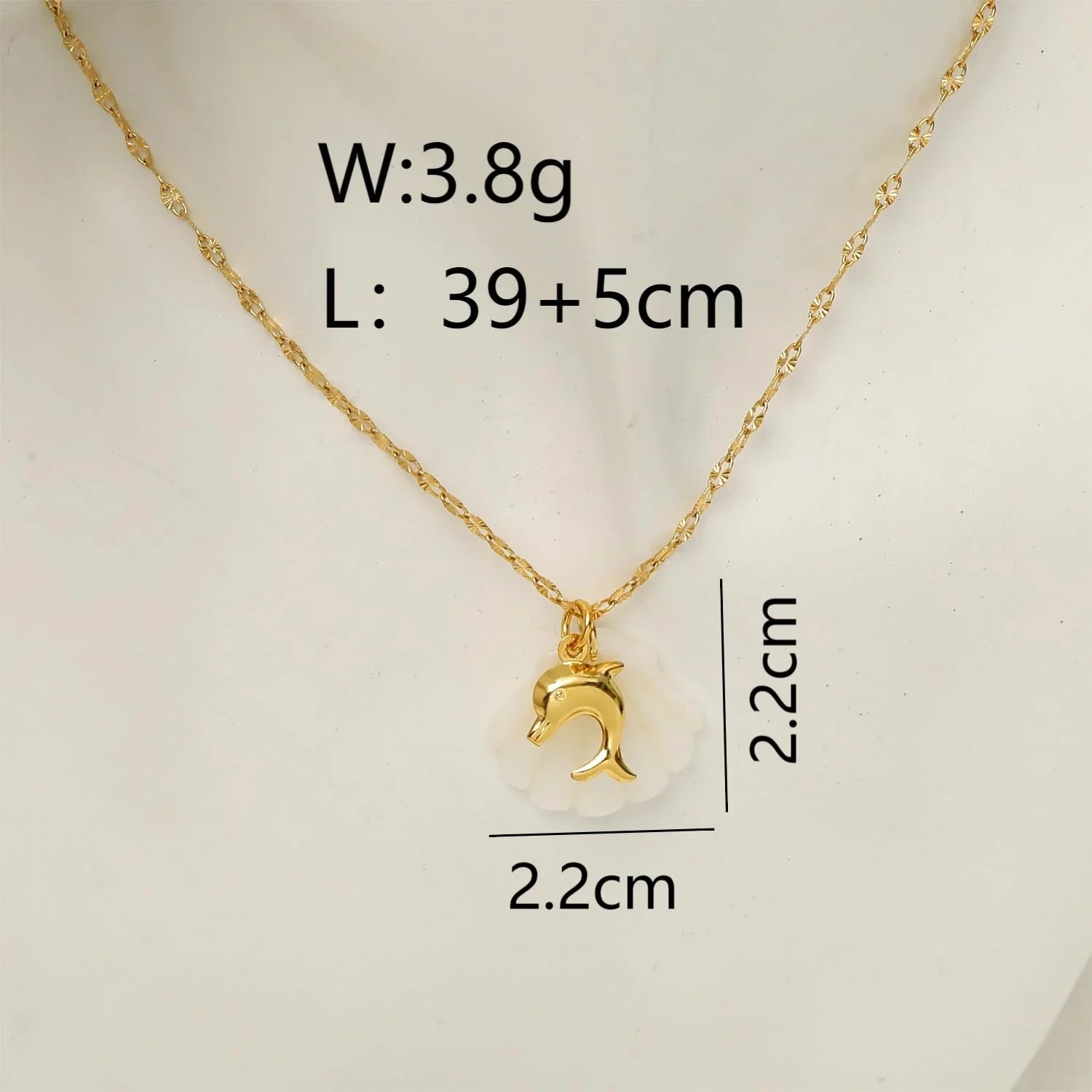 Collar con colgante de acero de titanio chapado en oro de 18 quilates con diseño de estrella de mar, delfín y concha de playa, estilo marinero, venta al por mayor