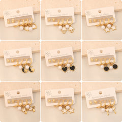 3 pares de aretes colgantes de acero inoxidable 304 chapados en oro de 18 quilates con diseño de estrella de viaje de estilo simple
