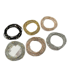 Pulseras de alambre de acero al carbono con cuentas de plástico geométricas, estilo clásico y moderno básico, a granel.
