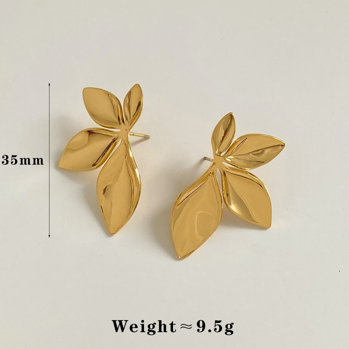 1 par de pendientes de acero inoxidable 304 chapados en oro blanco de 16 quilates con diseño de hojas y flores, estilo moderno e informal.