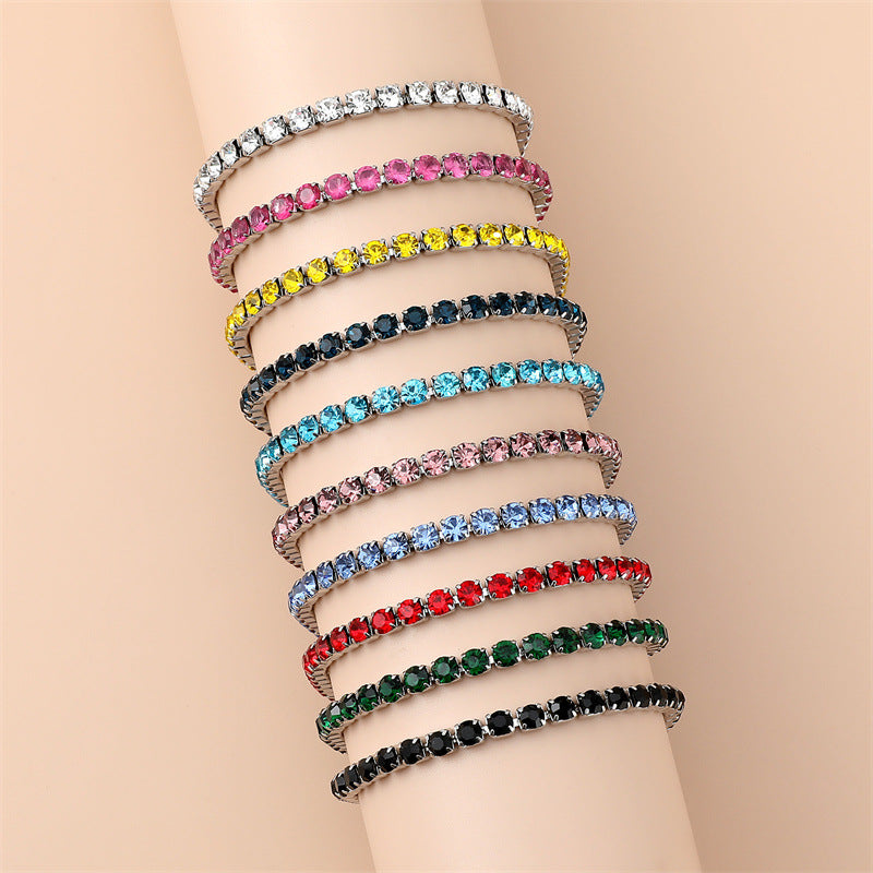 Pulseras de acero inoxidable 304 con diamantes de imitación, estilo simple, brillantes y geométricos, a granel
