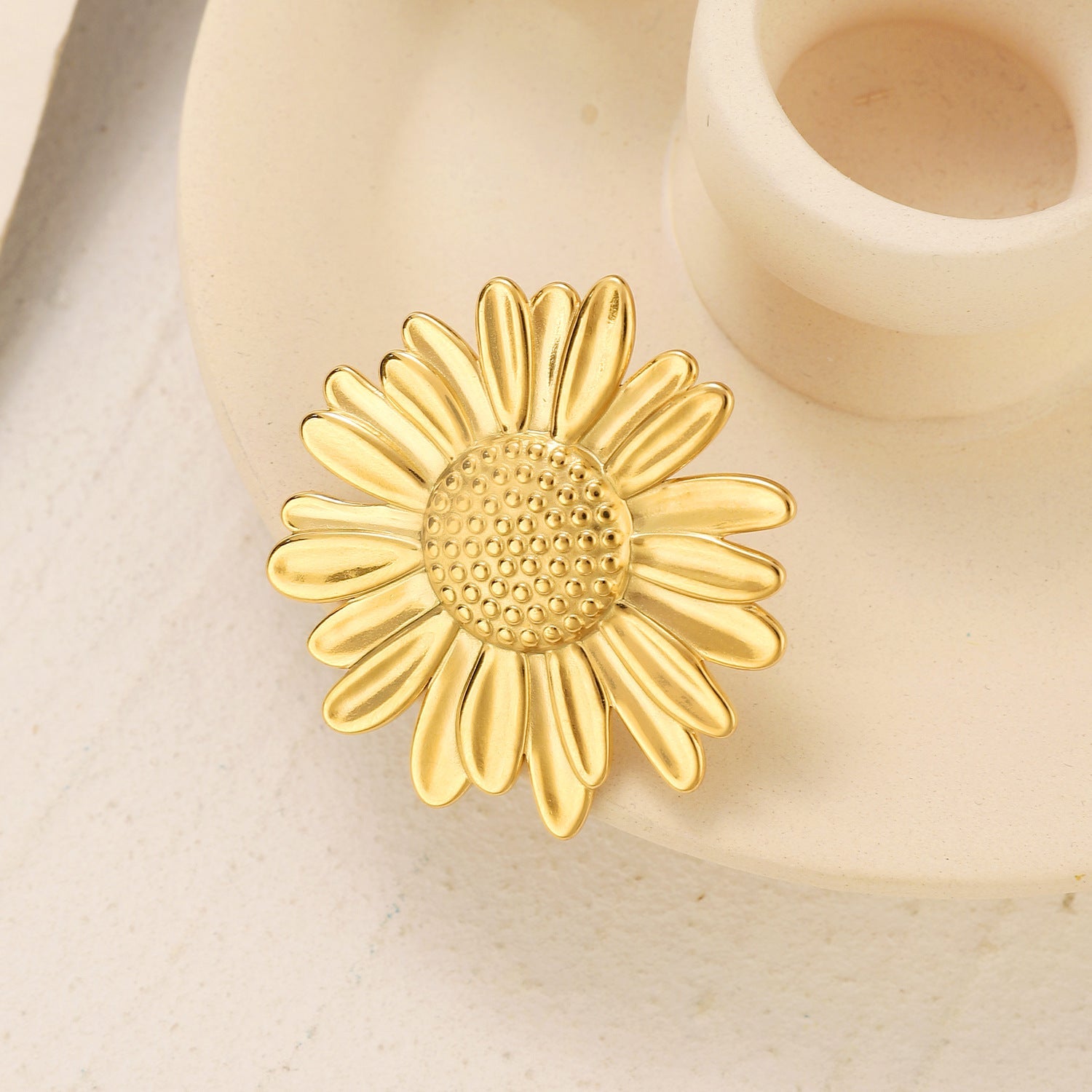Anillos abiertos de acero inoxidable 304 con diseño de estrella de mar redonda, estilo vintage, estilo simple, venta al por mayor