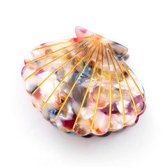 Pinzas para el pelo hechas a mano con láminas de ácido acético y conchas de playa informales para mujer