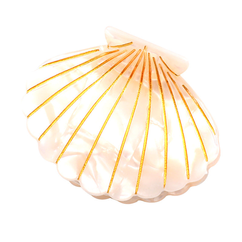 Pinzas para el pelo hechas a mano con láminas de ácido acético y conchas de playa informales para mujer