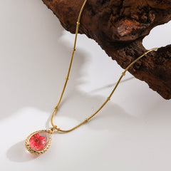 Collar con colgante de flor de viaje pastoral dulce, de acero inoxidable 304, chapado en oro de 18 quilates.
