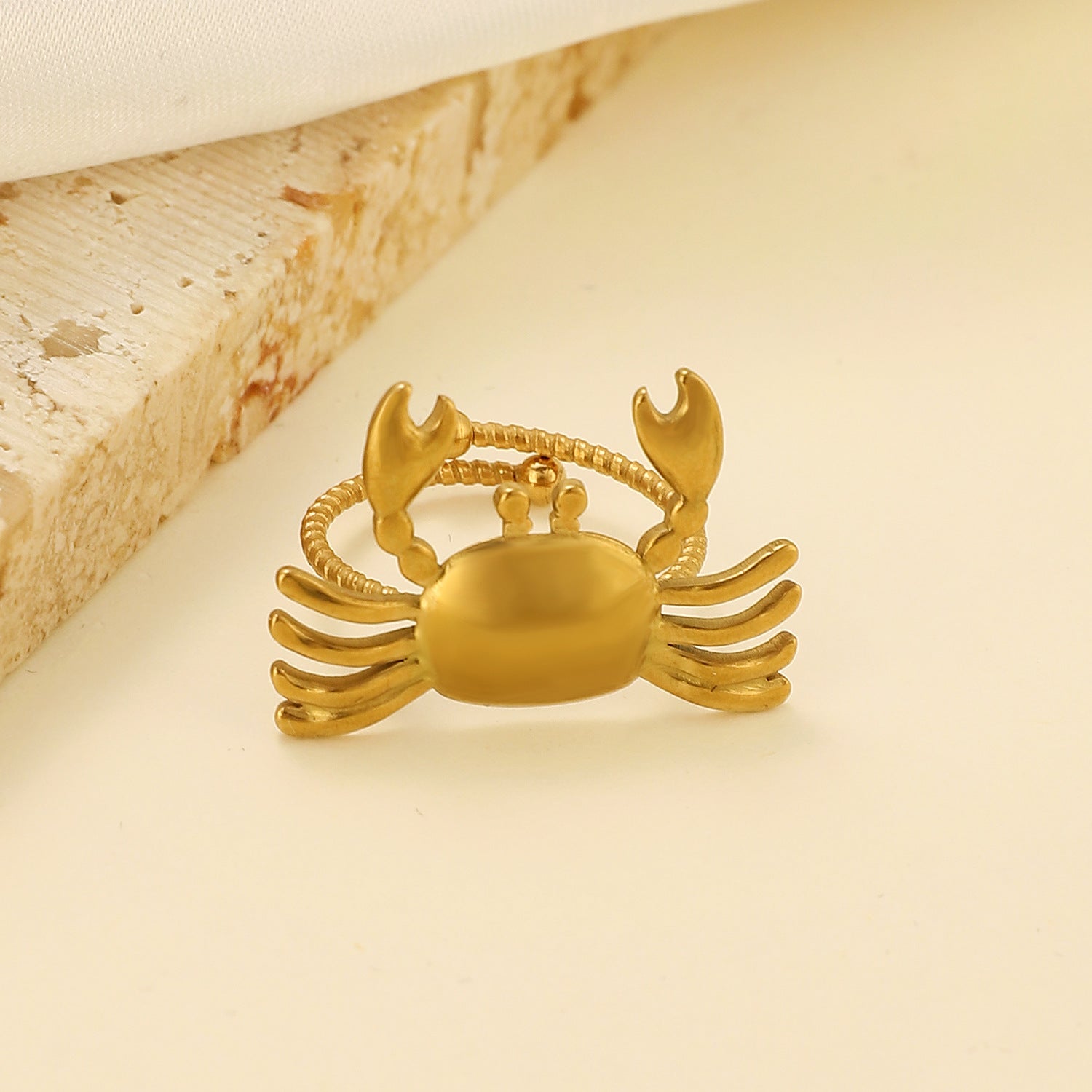 Anillos abiertos de acero inoxidable 304 con diseño de tortuga tropical, estrella de mar y concha de playa hawaiana al por mayor.