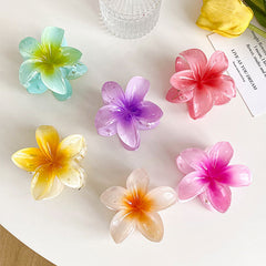 Pinzas para el pelo de resina plástica con diseño de flores de estilo sencillo para mujer