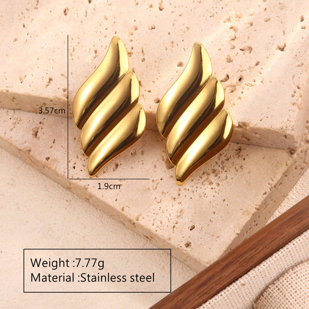 1 par de pendientes de gota de oro de imitación de acero inoxidable 304 con estampado de flores geométricas de estilo moderno.
