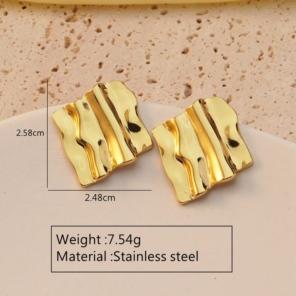 1 par de pendientes de gota de oro de imitación de acero inoxidable 304 con estampado de flores geométricas de estilo moderno.