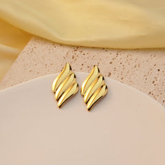 1 par de pendientes de gota de oro de imitación de acero inoxidable 304 con estampado de flores geométricas de estilo moderno.