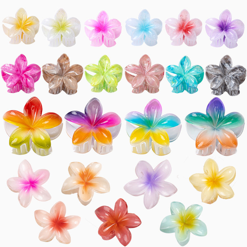 Pinzas para el pelo con diseño de flores de resina plástica para mujer, barnizadas al horno