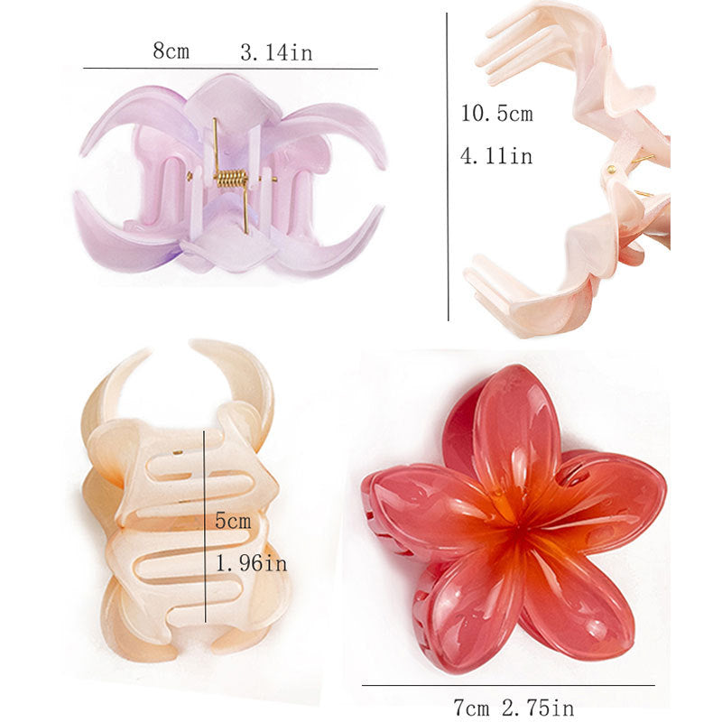 Pinzas para el cabello con diseño de flores de resina plástica y barniz para hornear para mujer