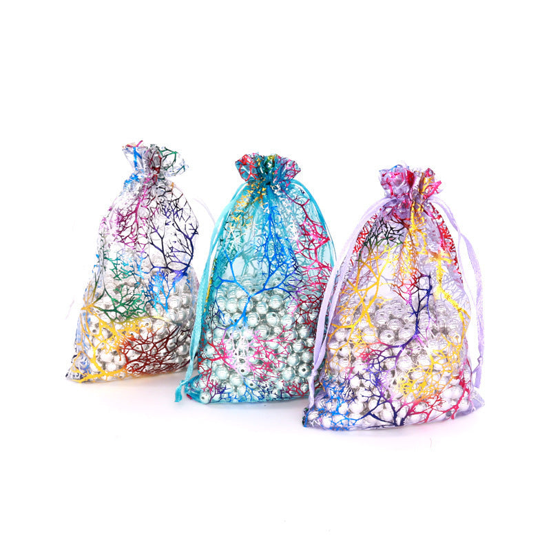 Bolsas de organza para embalaje de joyas con impresión de estilo clásico