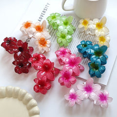 Pinzas para el pelo de plástico con diseño de flores dulces básicas para mujer 