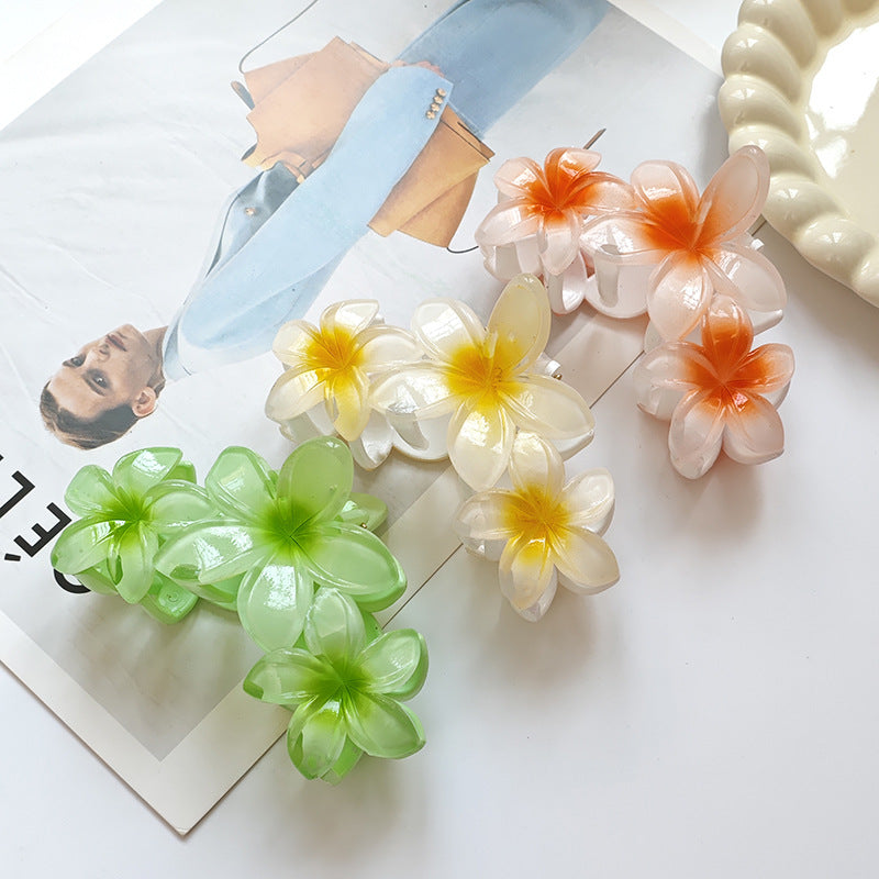 Pinzas para el pelo de plástico con diseño de flores dulces básicas para mujer 