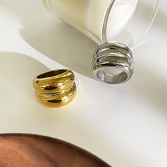 Anillos chapados en oro de 18 quilates de acero inoxidable 316L de color sólido, estilo hip hop, estilo clásico, sencillos y elegantes.
