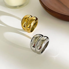 Anillos chapados en oro de 18 quilates de acero inoxidable 316L de color sólido, estilo hip hop, estilo clásico, sencillos y elegantes.
