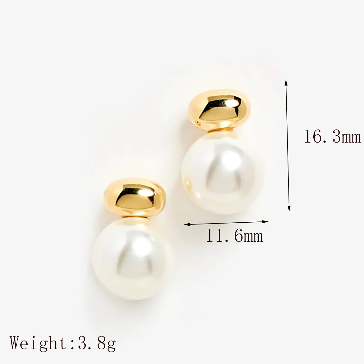 1 par de pendientes de estilo francés retro con incrustaciones geométricas, perlas artificiales de acero inoxidable 304 chapadas en oro de 18 quilates.