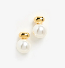 1 par de pendientes de estilo francés retro con incrustaciones geométricas, perlas artificiales de acero inoxidable 304 chapadas en oro de 18 quilates.