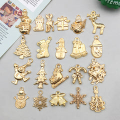 21 modelos por modelo 1, 21/paquete 12 * 23 mm 17 * 14 mm 8 * 19 mm Aleación de zinc Árbol de Navidad Papá Noel Copo de nieve Colgante Accesorios de joyería 