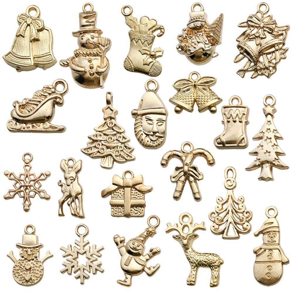 21 modelos por modelo 1, 21/paquete 12 * 23 mm 17 * 14 mm 8 * 19 mm Aleación de zinc Árbol de Navidad Papá Noel Copo de nieve Colgante Accesorios de joyería 