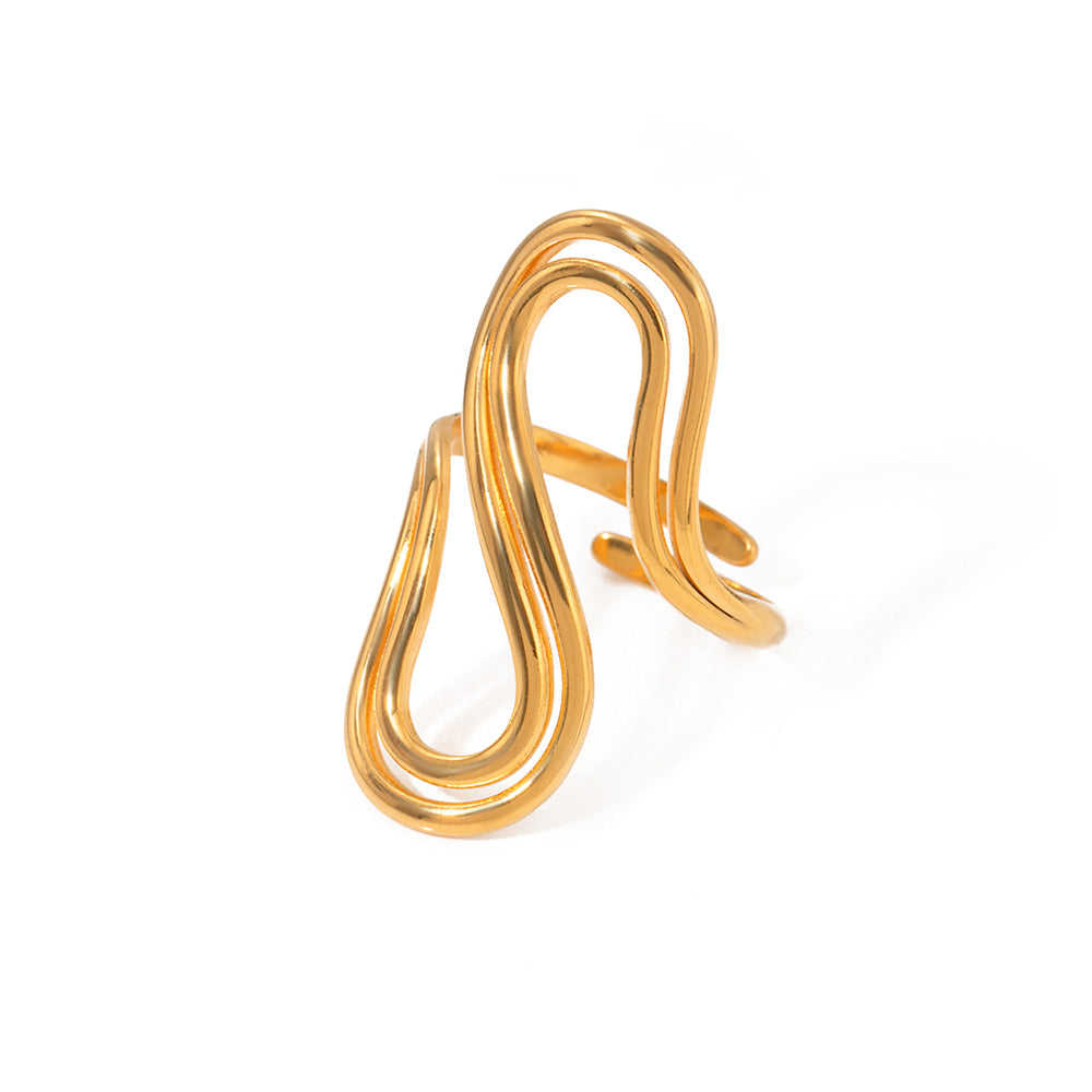Wholesale Jewelry IG Style S Shape 304 Stainless Steel 18K Gold Plated Open Rings