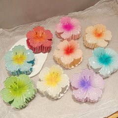 Pinzas para el cabello con barniz de secado al horno de resina plástica con diseño de flores de vacaciones para mujer