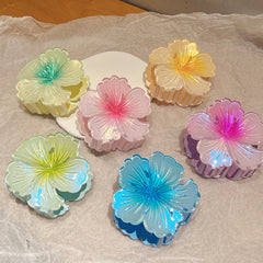 Pinzas para el cabello con barniz de secado al horno de resina plástica con diseño de flores de vacaciones para mujer