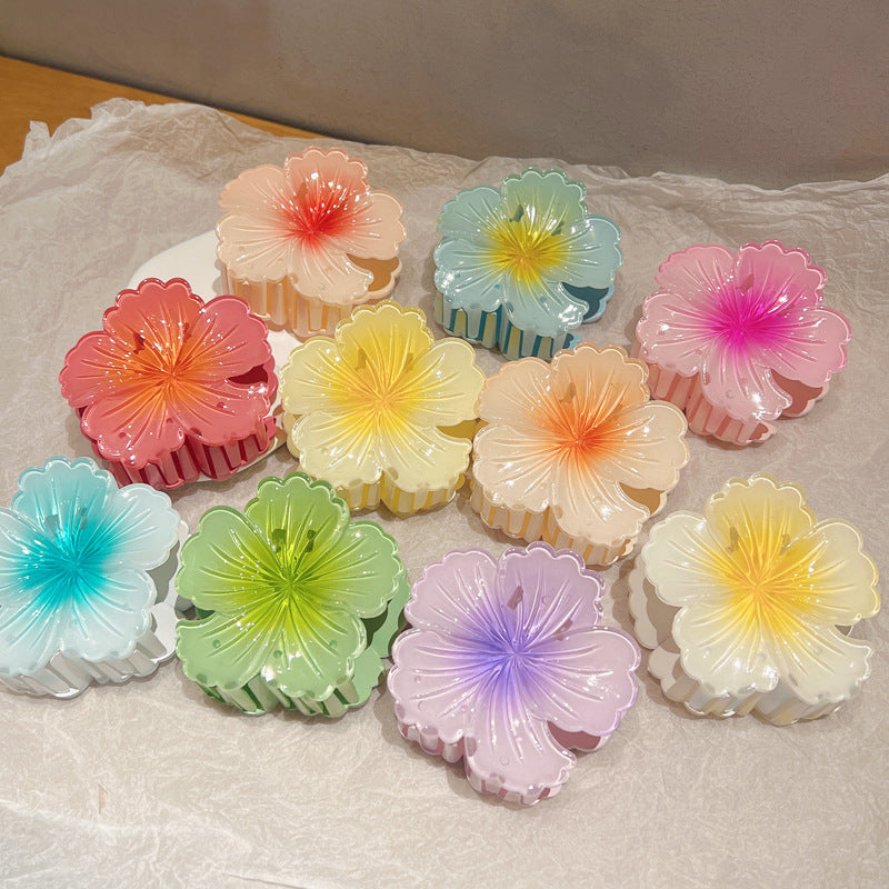Pinzas para el cabello con barniz de secado al horno de resina plástica con diseño de flores de vacaciones para mujer