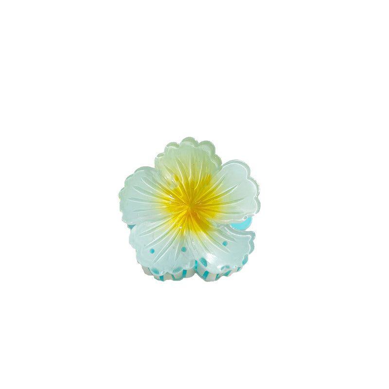 Pinzas para el cabello con barniz de secado al horno de resina plástica con diseño de flores de vacaciones para mujer
