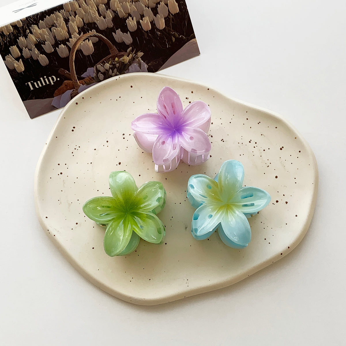 Pinzas para el pelo de plástico con diseño de flores dulces y bonitas para mujer
