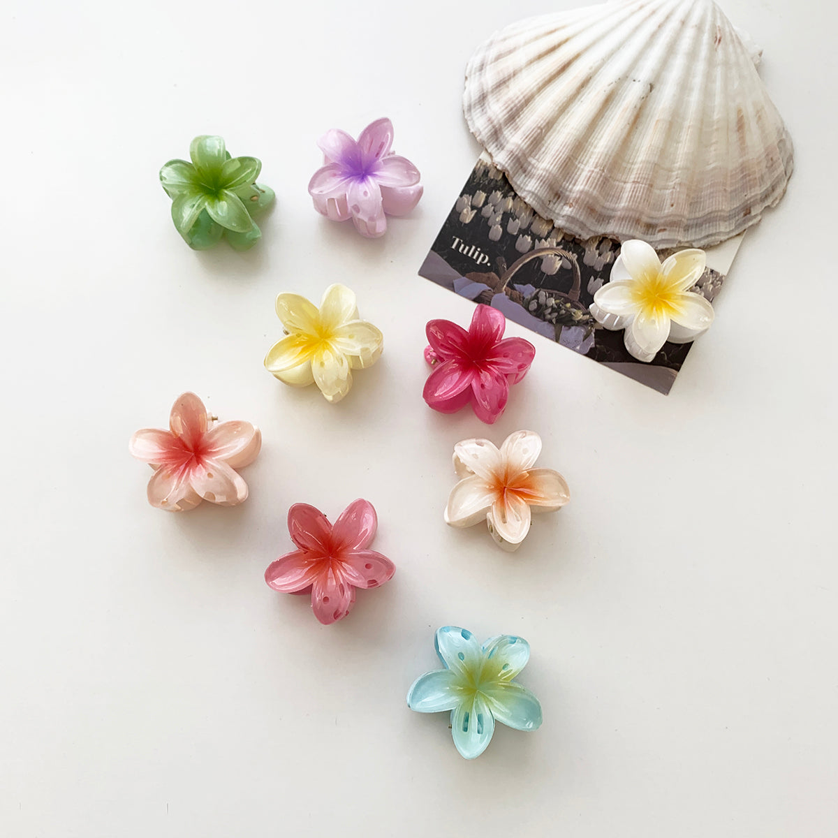 Pinzas para el pelo de plástico con diseño de flores dulces y bonitas para mujer