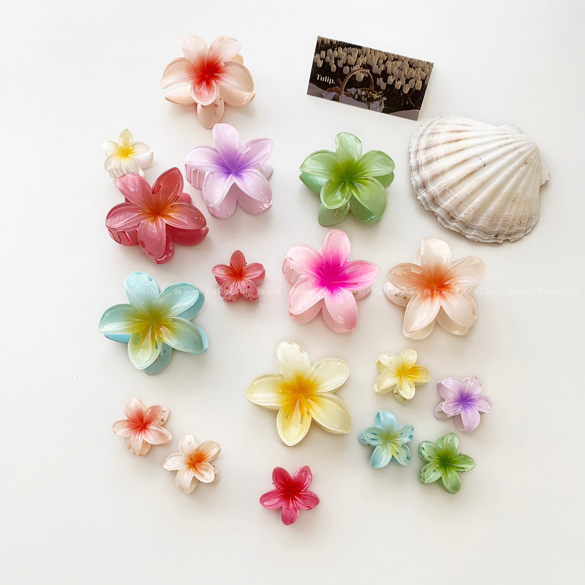 Pinzas para el pelo de plástico con diseño de flores dulces y bonitas para mujer