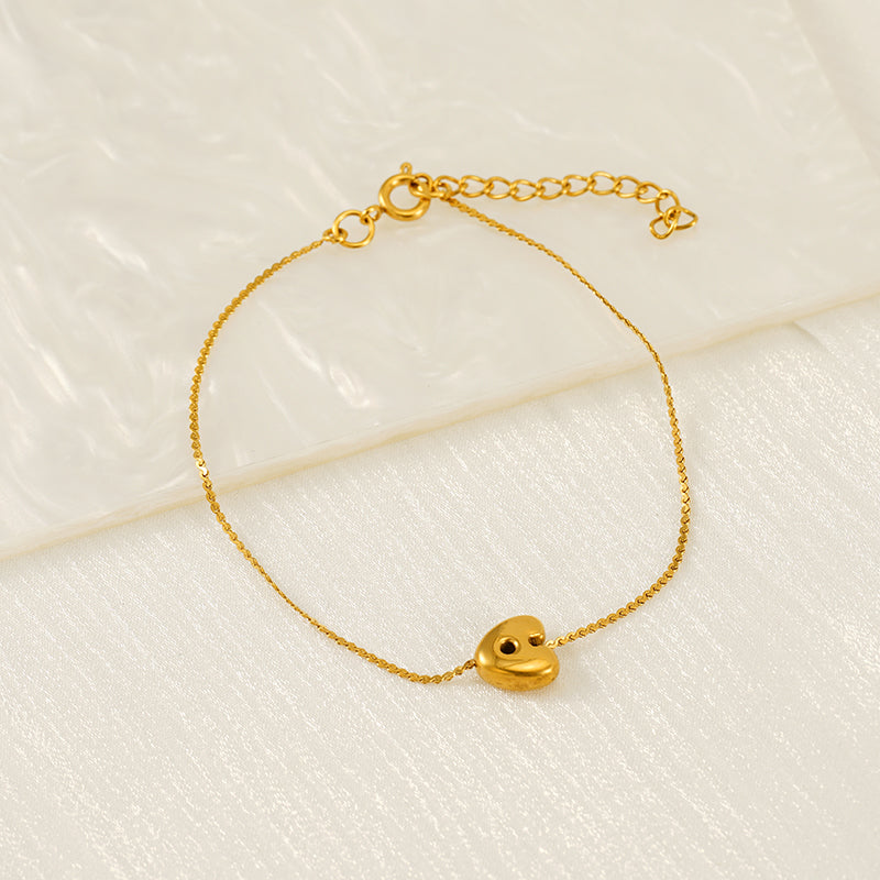 Pulseras informales de acero inoxidable 304 chapadas en oro de 18 quilates con letras de estilo sencillo al por mayor