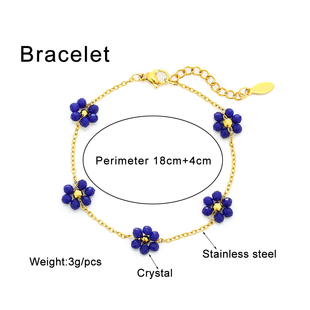 Pulseras de acero inoxidable con cristales artificiales y pétalos brillantes 201 bañadas en oro de 18 quilates (a granel) 