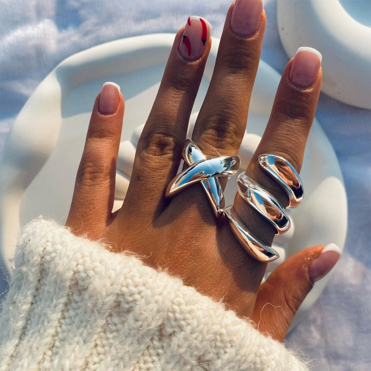 Anillos de acero inoxidable 316 chapados en oro de 18 quilates con líneas de color sólido estilo primaveral de IG.
