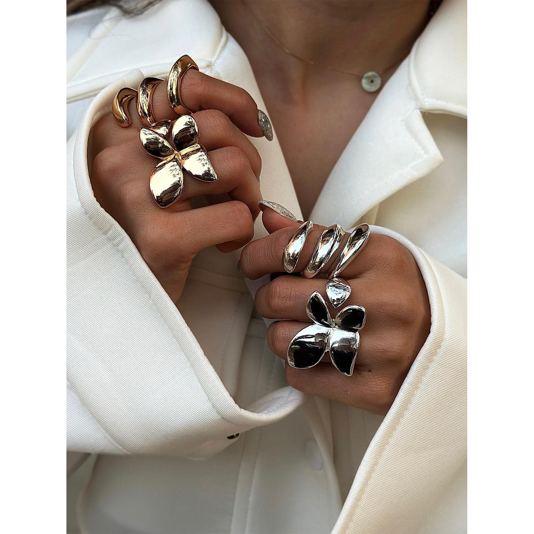 Anillos de acero inoxidable 316 chapados en oro de 18 quilates con líneas de color sólido estilo primaveral de IG.