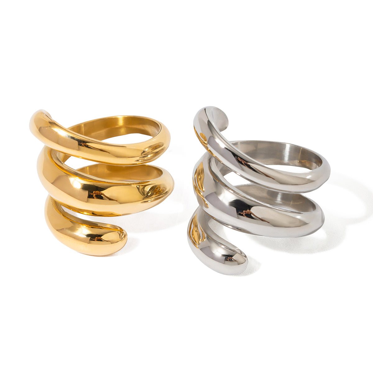 Anillos de acero inoxidable 316 chapados en oro de 18 quilates con líneas de color sólido estilo primaveral de IG.