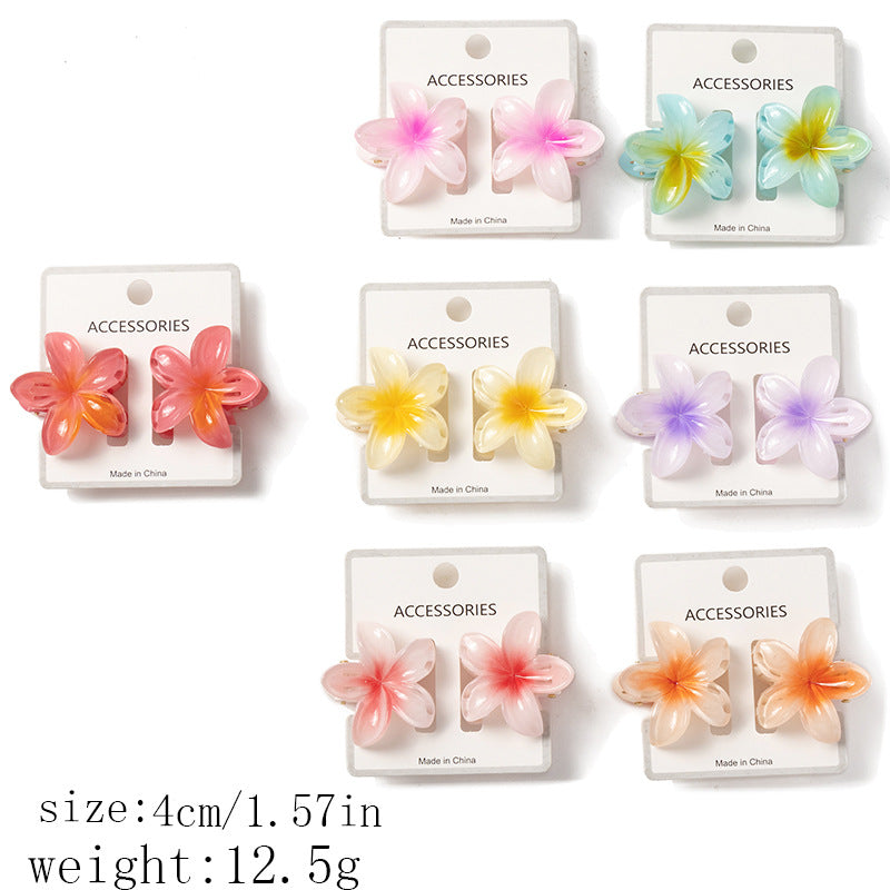Pinzas para el cabello con barniz de secado al horno de resina plástica con diseño de flores dulces para mujer