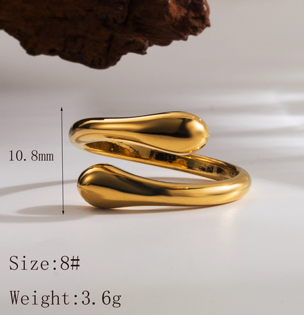 Anillos abiertos de acero inoxidable 304 chapados en oro de 18 quilates con forma de serpiente, estilo clásico, estilo urbano, color liso