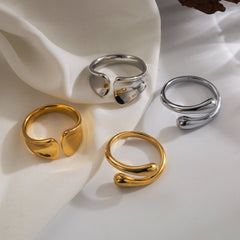 Anillos abiertos de acero inoxidable 304 chapados en oro de 18 quilates con forma de serpiente, estilo clásico, estilo urbano, color liso