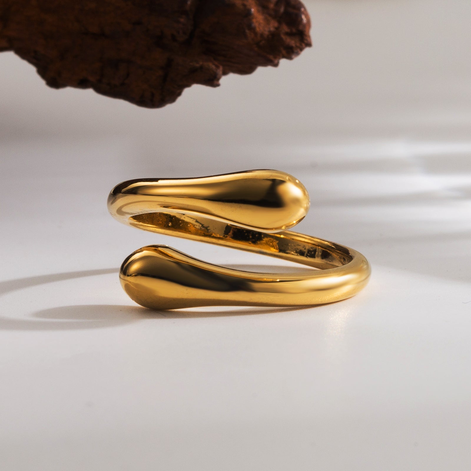 Anillos abiertos de acero inoxidable 304 chapados en oro de 18 quilates con forma de serpiente, estilo clásico, estilo urbano, color liso