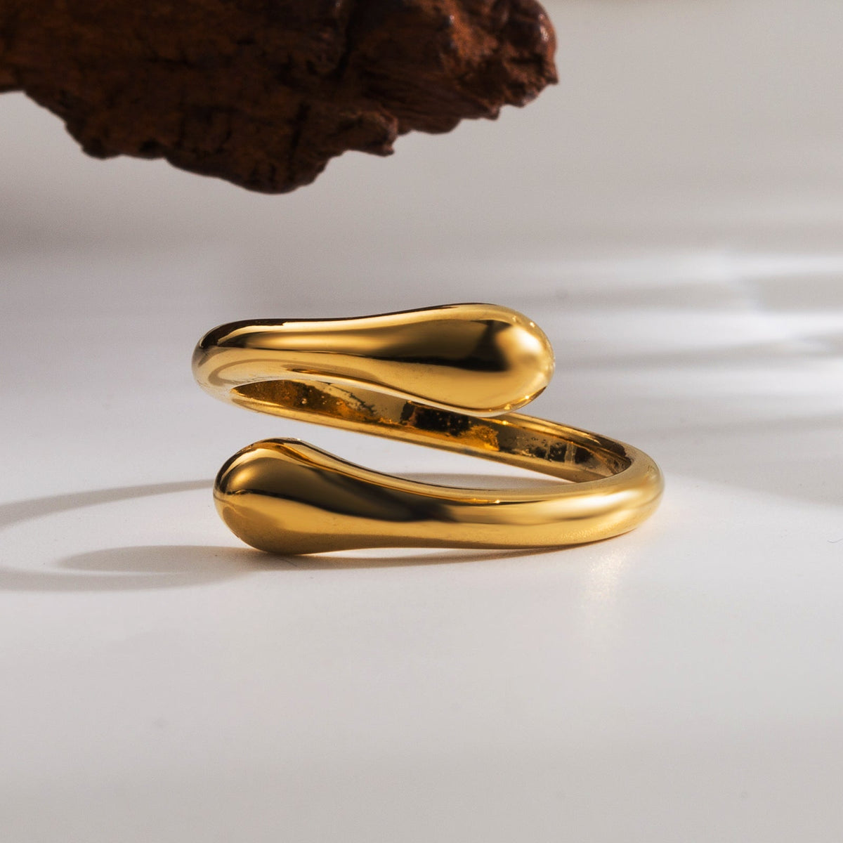 Anillos abiertos de acero inoxidable 304 chapados en oro de 18 quilates con forma de serpiente, estilo clásico, estilo urbano, color liso