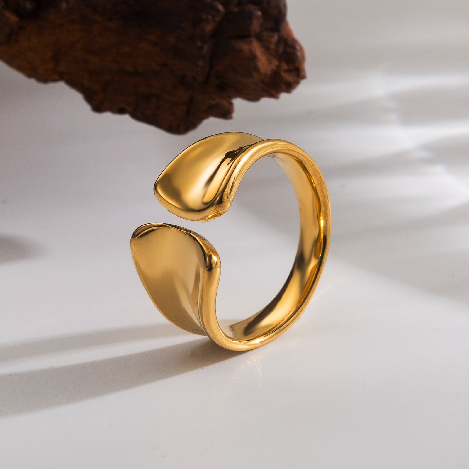 Anillos abiertos de acero inoxidable 304 chapados en oro de 18 quilates con forma de serpiente, estilo clásico, estilo urbano, color liso