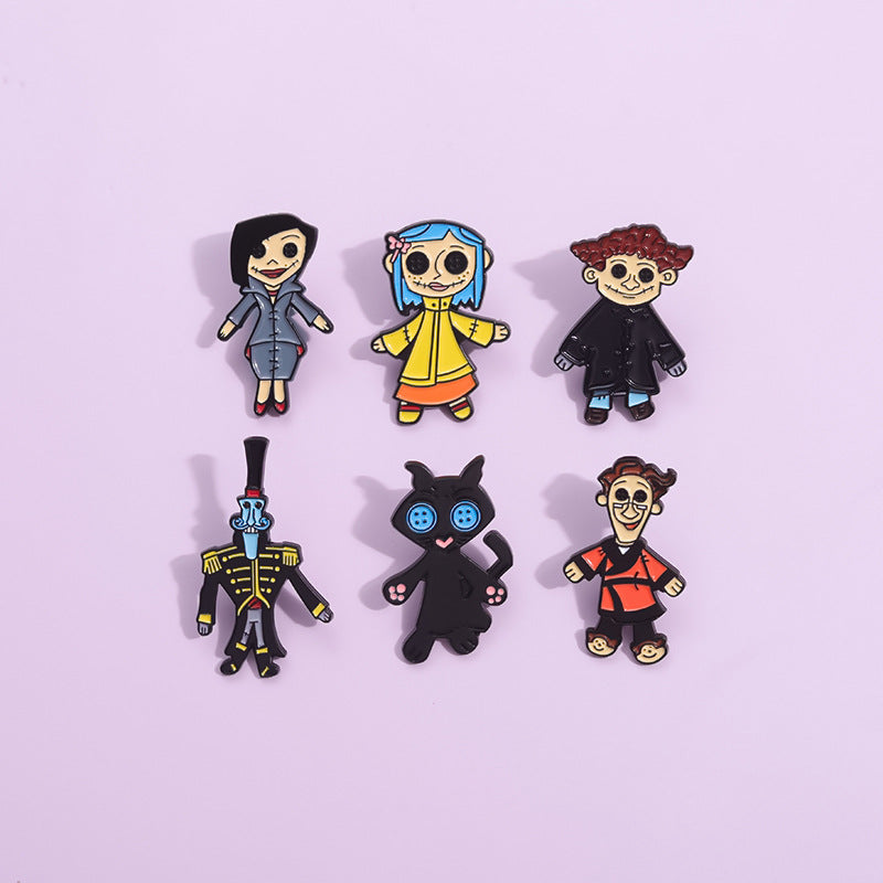 Broches unisex de aleación con barniz de secado al horno asimétricos de estilo sencillo y casual con personajes de dibujos animados
