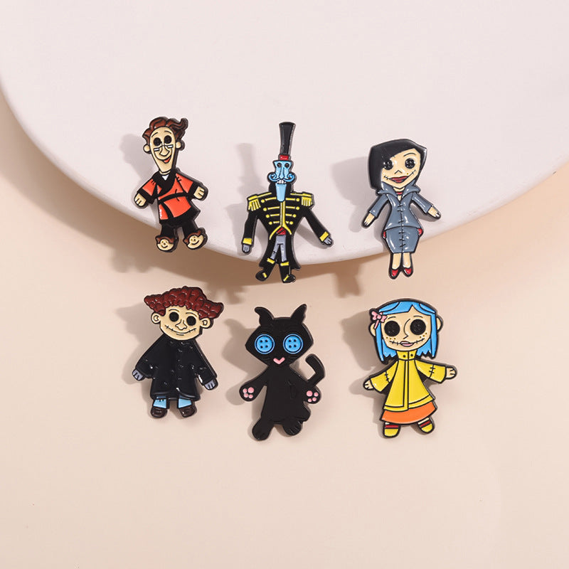 Broches unisex de aleación con barniz de secado al horno asimétricos de estilo sencillo y casual con personajes de dibujos animados