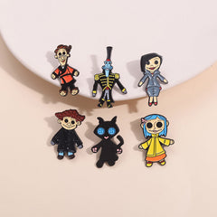 Broches unisex de aleación con barniz de secado al horno asimétricos de estilo sencillo y casual con personajes de dibujos animados